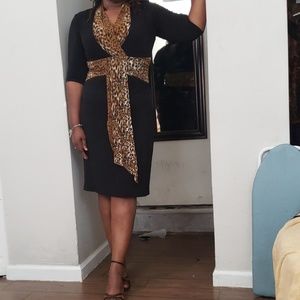 AA studio black dress with animal print size 14